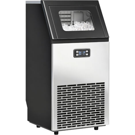 Commercial Ice Maker Machine, Freestanding Stainless Steel Ice Machine with Self-Cleaning, LCD Display, 45kg/24 Hours and 11kg Storage for Home, Office, Bar, Restaurant (1/5)