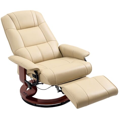 Reclining Swivel Chair, with Footrest - Cream White (1/5)