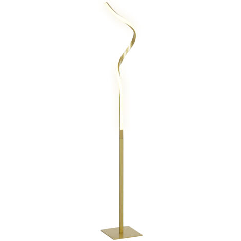 LED Floor Lamp with 3 Adjustable Brightness, Modern Dimmable Standing Lamp with Foot Switch for Bedroom, Living Room, Gold Tone (1/5)