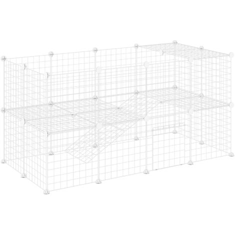 DIY 36 Panel Pet Playpen Metal Wire Fence for Chinchilla, Hedgehog, Bunny, Indoor, Outdoor Use, White (1/5)