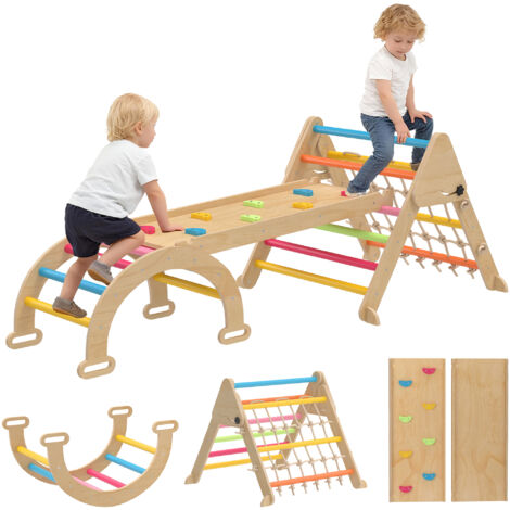 8-in-1 Toddler Climbing Frame, Indoor Play Triangle Set with Slide, Arch and Triangle Ladder, Multicolour (1/5)