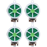 4pcs Plant Ties 50 Meters Green Twist Ties Wire with Built in Cutter for Garden Courtyard Indoor Plants Support Fixing