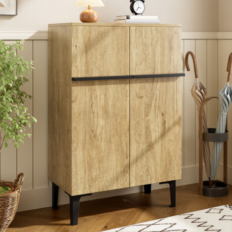 Armario Zapatero con 2 Puertas y Estantes Regulables, Estilo Moderno, Recibidor, en Tablero de Partículas, Negro Madera, 60×34,5×95 cm