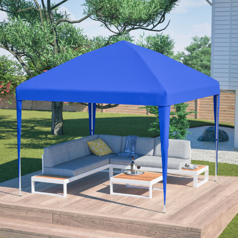 Cenador Plegable con Altura Ajustable, Cubierta Impermeable y Resistente a los UV, Metal Azul