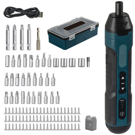 Ensemble de 105 tournevis électriques sans fil 3,6 V 5 Nm rechargeables par USB avec lumière LED et réglage du couple à 4 niveaux pour l'installation d'instruments à domicile (1/5)