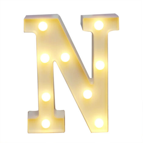 Lettres lumineuses LED alphabet, lumière blanche chaude, fonctionne avec 2 piles AA, étanchéité IP54 (blanc) (1/5)
