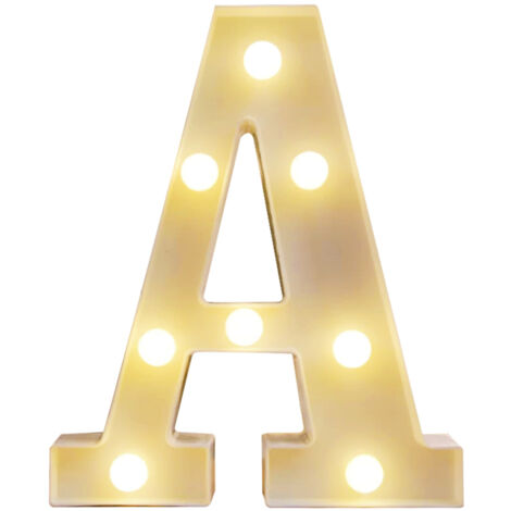 Lettres lumineuses LED alphabet, veilleuse lumière blanche chaude, fonctionne avec 2 piles AA, étanchéité IP54 (blanc)