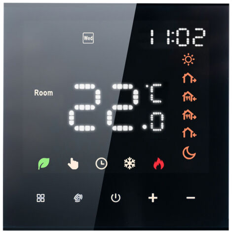 Thermostat intelligent 3A numérique programmable avec écran tactile LCD pour chauffage au sol, régulateur de température et thermostat mural intelligent pour chauffe-eau. (1/5)