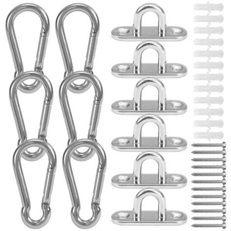 Kit de fixation murale multifonctionnelle avec mousquetons et vis à œillets de 5 mm pour hamacs et exercices de yoga. (1/5)