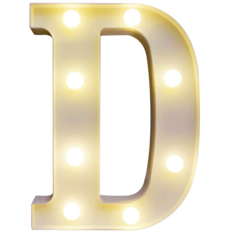 Lettres lumineuses LED alphabet, veilleuse lumière blanche chaude, fonctionne avec 2 piles AA, étanchéité IP54 (blanc) (1/5)