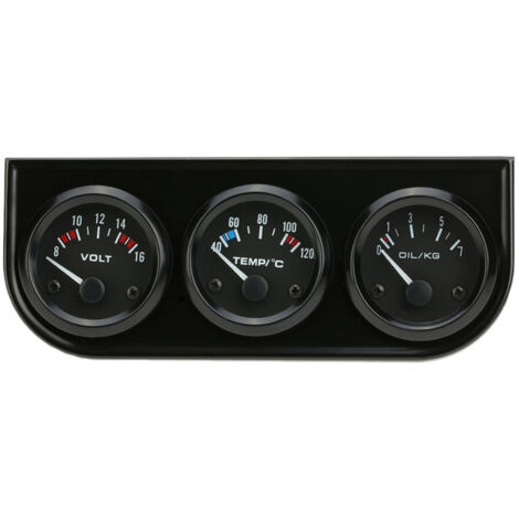 Kit de trois manomètres électroniques 52 mm : manomètre de pression d'huile, manomètre de température d'eau, voltmètre, appareil de mesure 3 en 1 pour voiture et moto (1/5)