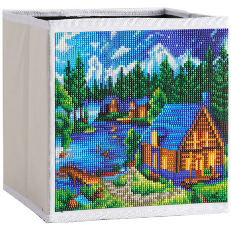 Boîte de rangement pliable pour peinture diamant de paysage à faire soi-même, cubes de rangement pour vêtements, livres et jouets (1/5)