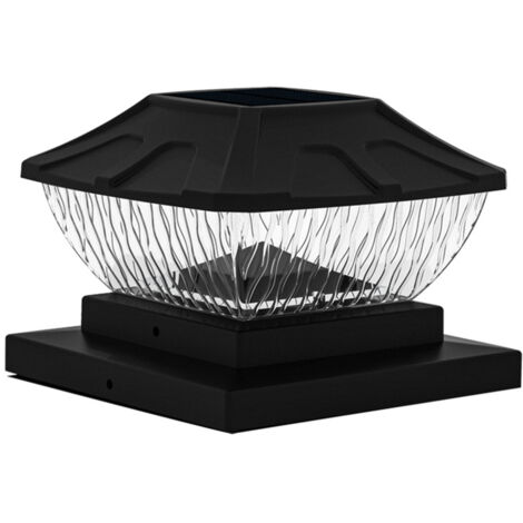 Borne lumineuse solaire étanche d'extérieur, 15 x 15 cm, batterie 600 mAh, étanchéité IP65, idéale pour terrasse, jardin, clôture et portail. (1/5)