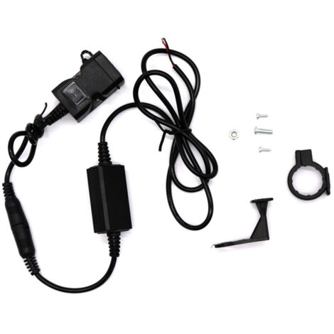 Kit de chargeur double USB pour téléphone portable au guidon de moto (12V-24V), prise de chargeur avec interrupteur et chargeur étanche pour téléphone et tablette. (1/5)