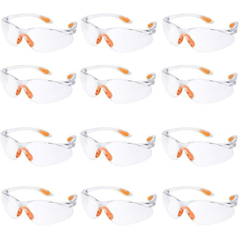 Lot de 12 lunettes de sécurité, lunettes de protection antibuée à verres transparents, pour la construction, le jardinage, les laboratoires et la manipulation de produits chimiques. (1/5)