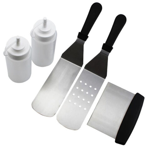 Kit Accessoires Griddle Professionnel 5PCS Outils BBQ Spatule Inox pour Cuisson Plat Grill Teppanyaki (1/5)