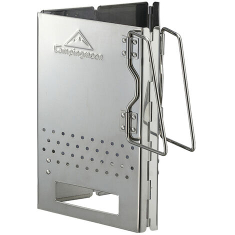 Foyer en acier inoxydable pour bois et charbon BBQ Support pliable Grille de cuisson pour camping randonnée alpinisme (1/5)