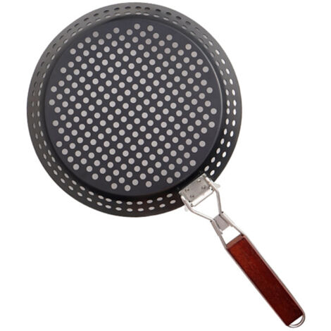 Plateau de barbecue rond pliable extérieur, poêle anti-adhésif, plaque à griller avec trous (1/5)