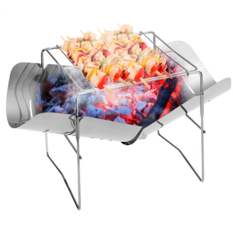Grill barbecue pliable 2-en-1 en acier inoxydable, foyer de camping, stove à bois pour camping et randonnée (1/5)