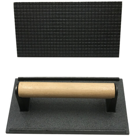 Presse à viande en fonte lourde avec manche en bois 8,1 x 4,1 po rectangulaire (1/5)