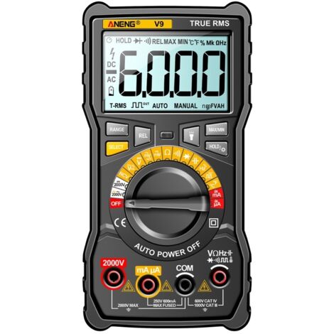 Multimètre numérique 6000 counts, tension 2000V, capacimètre, voltmètre AC/DC, ampèremètre (1/5)