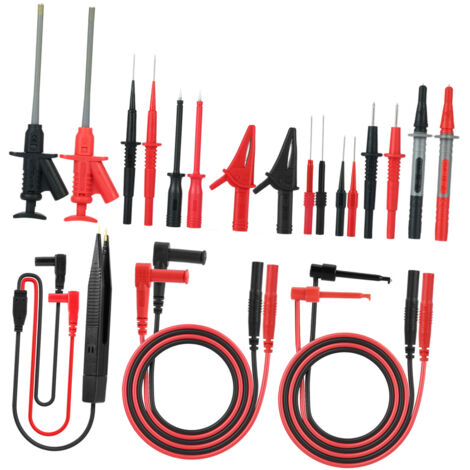 Kit 21 cordons test électroniques MK30 pour multimètre DMM, pinces crocodiles, sondes remplaçables