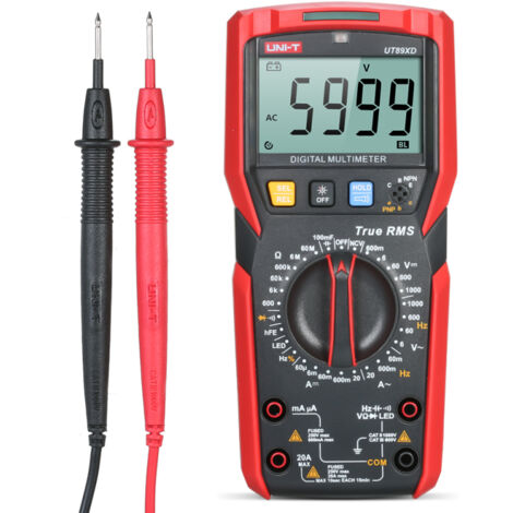 Multimètre numérique UNI-T UT89XD haute précision, 6000 points, écran LCD, mesure True RMS AC/DC, courant, résistance, capacité (1/5)
