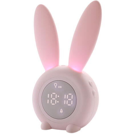 Réveil lapin, 2 alarmes 6 sonneries, affichage heure/date/température, contrôle son/vibration, batterie 2000 mAh (1/5)