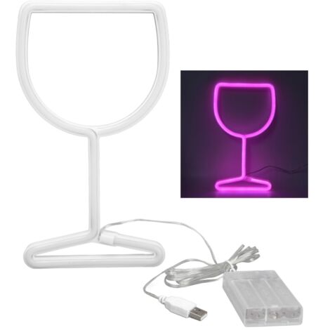 Enseigne lumineuse néon rose à double alimentation LED, économe en énergie et suspendue (1/5)