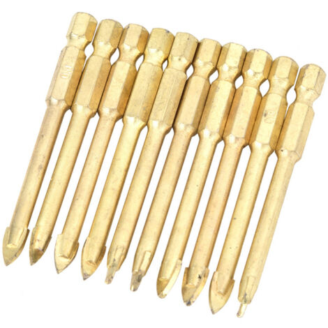 Lot de 10 forets triangulaires carbure 8 mm pour carrelage, verre et bois (1/5)