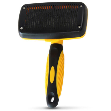 Brosse autonettoyante à picots, peigne à poils rétractable pour chiens et chats, outil de toilettage rétractable, picots en acier inoxydable. (1/5)