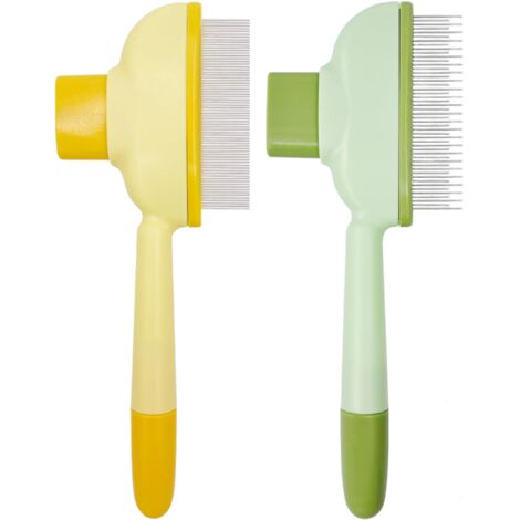 Peigne de toilettage pour animaux de compagnie en 2 pièces avec poils améliorés (jaune + vert) (1/5)