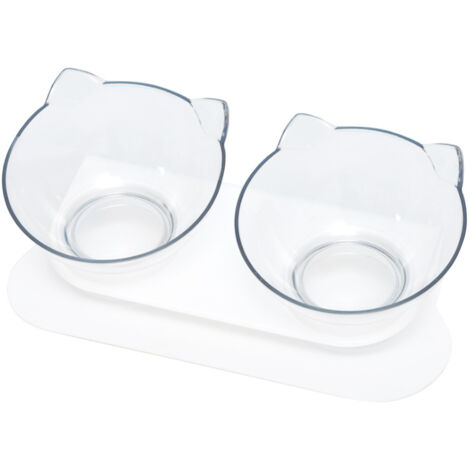 Lot de 2 gamelles surélevées et inclinées transparentes pour chats et petits chiens/chatons (1/5)