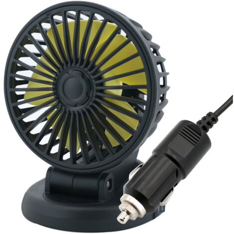 Ventilateur de voiture 12 V, ventilateur portable à une tête, rotatif à 360°, prise allume-cigare, puissant et silencieux, idéal pour voiture, SUV, camping-car, bateau ou bureau.