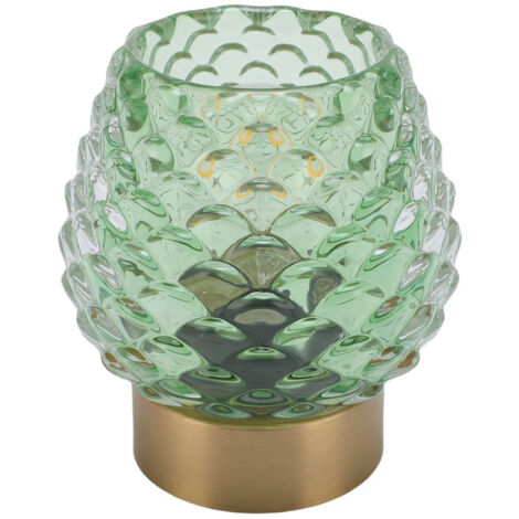 Petite lampe de table pomme de pin LED sans fil à piles en verre avec minuterie (1/5)