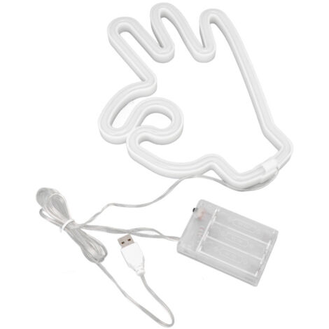 Enseigne néon LED main et doigt, USB ou piles, décoration murale chambre (1/5)