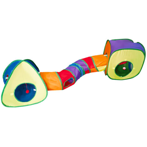 Ensemble tunnel et cubes pour chats d'intérieur avec balle de jeu, tente pour chat interactive pliable avec trou d'observation et cubes. (1/5)