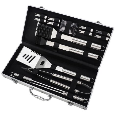 16PCS Set Barbecue, Accessoires de Barbecue en Acier Inoxydable à Usage Intensif dans Un boîtier en Aluminium - Ustensiles Complets Barbecue - Cadeau de Fête des Pères Idéal pour Les Hommes (1/4)