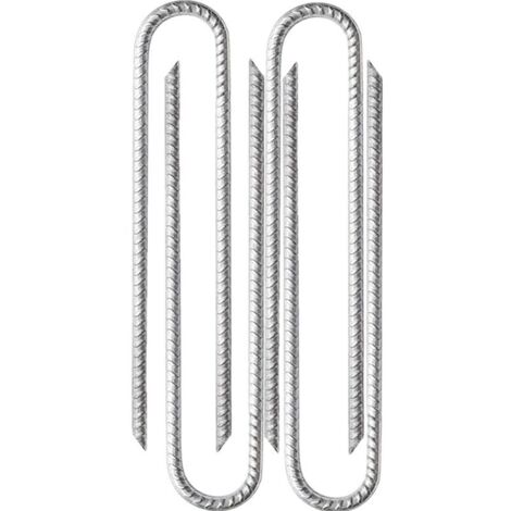 4 x 30 cm - Piquets d'armature en acier galvanisé - Piquets d'ancrage en U - Piquets d'ancrage pour tentes, tonnelles, châteaux, tentes, trampolines, filets de football, etc,,argen (1/5)