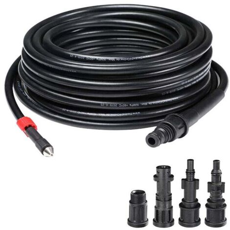 Sonde de débouchage pour Tuyau Haute Pression 15 m, système Anti-Pliage, connecteur intérieur en cuivre revêtement en PVC, résistance maximale 160 Bars avec 4 adaptateurs (1/5)