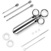 Injecteur de sauce BBQ pour marinade 2 oz avec 3 aiguilles à saveurs, 2 brosses de nettoyage