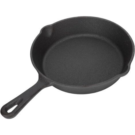 Plat de Cuisson en Fonte, poêle à Frire Ronde en Fonte, Petite poêle à Frire, Plat de Cuisson avec Bec verseur,One Color-20CM (1/4)