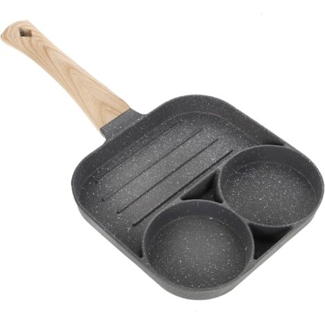 Poêle à Frire Poêle à Frire pour Petit-déjeuner Poêle à Frire divisée Plaque de Cuisson Poêle à Frire à 3 Niveaux Poêle à Frire à œufs Plaque à Induction (1/4)