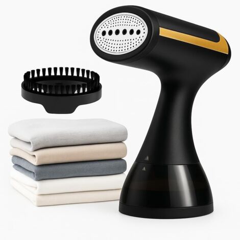 Défroisseur Vapeur Portable 1500W – Réservoir 300ml – Chauffe Rapide & Compact – Défroisseur à Main Puissant pour Vêtements, Chemises, Robes, Rideaux – Idéal Voyage et Maison – Noir & Doré (1/4)