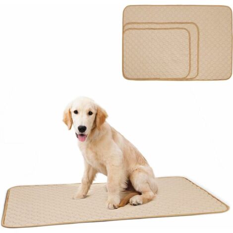DEESSE SHOP - Tapis d'entraînement lavable pour chiot Tapis pour animaux de compagnie Couverture anti-dérapante réutilisable pour chien/chat/lapin (S, Beige) (1/5)