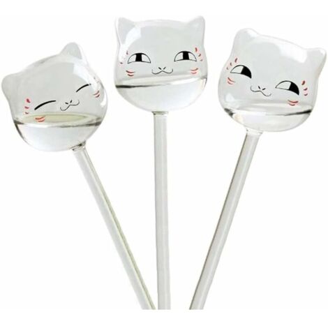 DEESSE SHOP - Lot de 3 boules d'irrigation en forme de chat pour jardin, plantes en pot et plantes suspendues (1/5)
