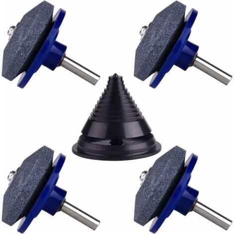 DEESSE SHOP - Lot de 4 affûteurs de lame de tondeuse à gazon, accessoires de tondeuse à gazon avec 1 kit d'équilibrage de lame, outils d'affûtage de lame de tondeuse à gazon (1/5)
