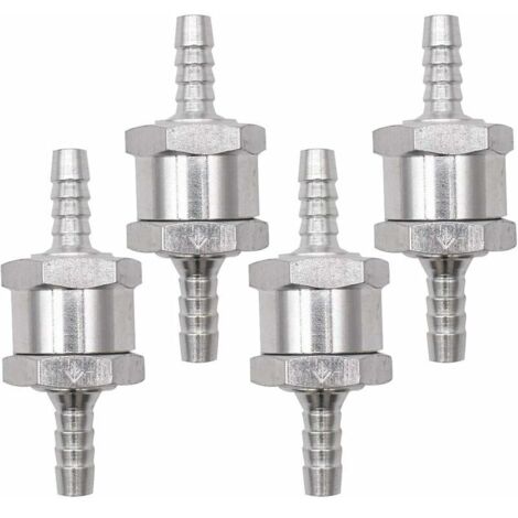 DEESSE SHOP - Clapet anti-retour en aluminium, 4 pièces Clapet anti-retour argenté avec clapet anti-retour en alliage d'aluminium pour carburateur basse pression (6 mm) (1/5)