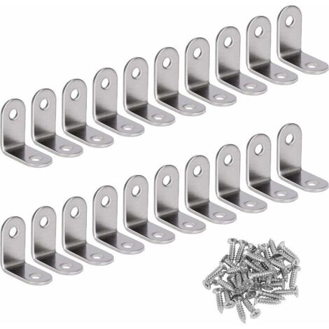 DEESSE SHOP - Support en acier inoxydable à angle droit Support d'angle à 90 degrés Support d'angle en forme de L Livré avec 20 vis argentées 30 30 16 mm (1/5)