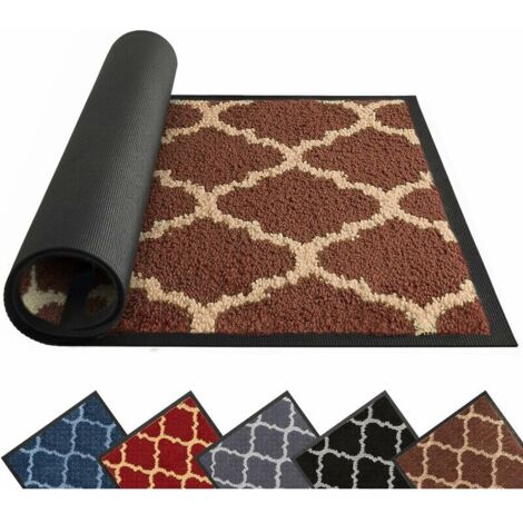 DEESSE SHOP - Paillasson d'intérieur 40 x 60 cm, tapis noir, tapis de barrière lavable, tapis de porte d'entrée super absorbant, paillasson en caoutchouc antidérapant, tapis d'entrée robuste anti-sali (1/5)